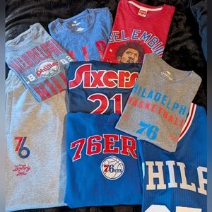Huge Philadelphia 76ers Sports BIG BUNDLE JERSEY'S HOODED SWEATSHIRT, HATS, TEES